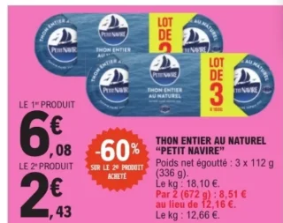 THON ENTIER AU NATUREL "PETIT NAVIRE"