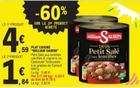 PLAT CUISINÉ "WILLIAM SAURIN" Petit Salé aux lentilles