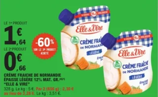 Crème fraîche de Normandie épaisse légère 12% MAT. GR. Elle & Vire