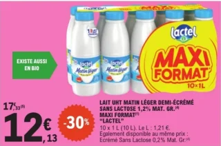 Lait UHT demi-écrémé sans lactose Lactel Maxi Format