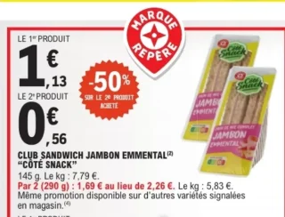 Club sandwich jambon emmental Côté Snack