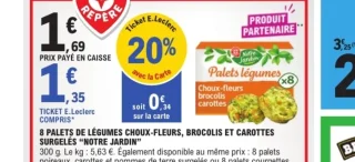 8 Palets de légumes choux-fleurs, brocolis et carottes surgelés Notre Jardin 300g