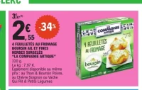 4 Feuilletés au fromage Boursin ail et fines herbes surgelés La Compagnie Artique 320g