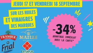 Huiles et vinaigres des marques Tramier, Maille, Frial, Lesieur