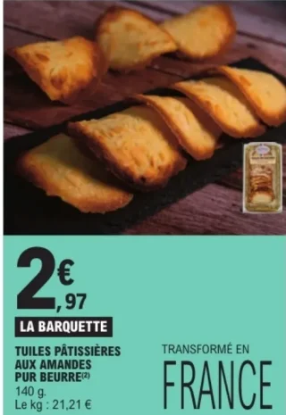 TUILES PÂTISSIÈRES AUX AMANDES PUR BEURRE