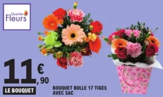 BOUQUET BULLE 17 TIGES AVEC SAC Quartier Fleurs