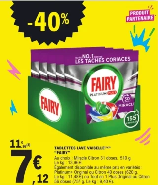 TABLETTES LAVE VAISSELLE "FAIRY"