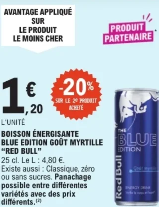 Boisson énergisante Blue Edition goût myrtille "Red Bull"