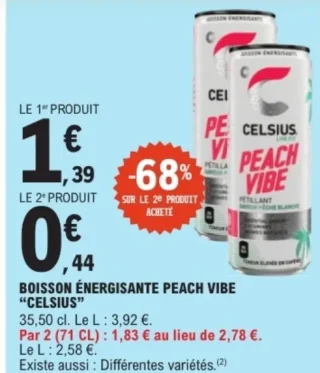 Boisson énergisante Peach Vibe "Celsius"