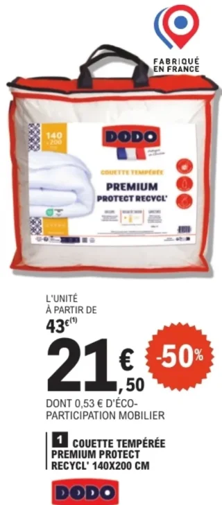 Couette Tempérée Premium Protect Recycl' Dodo 140X200 CM