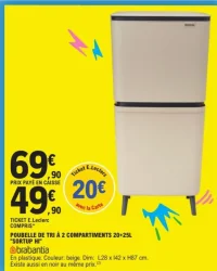 Brabantia Poubelle de tri à 2 compartiments 20+25L "Sortup Hi"