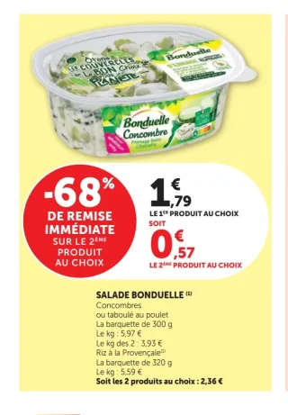 Salade Bonduelle (Concombres ou taboulé au poulet)