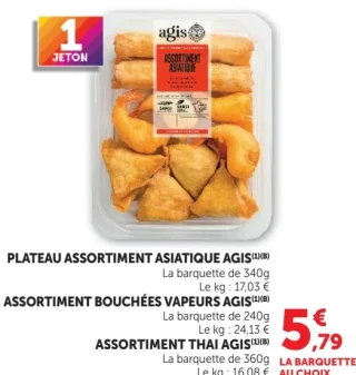 Plateau Assortiment Asiatique Agis ou Assortiment Bouchées Vapeurs Agis ou Assortiment Thai Agis