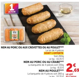 Nem au Porc ou aux Crevettes ou au Poulet Agis