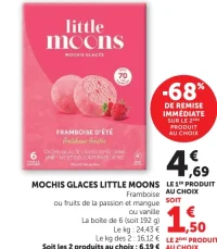 Mochis glacés Little Moons framboise, fruits de la passion et mangue ou vanille