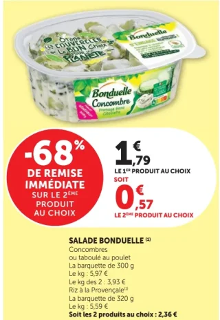 Salade de concombres ou taboulé au poulet Bonduelle