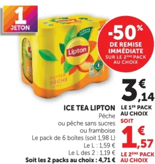 Ice Tea Lipton Pêche, Pêche sans sucres ou Framboise