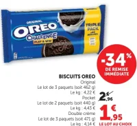 Biscuits Oreo Original, Pocket ou Double crème