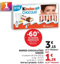 Barres chocolatées Kinder Chocolat
