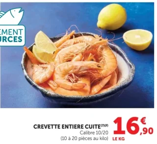 Crevettes entières cuites