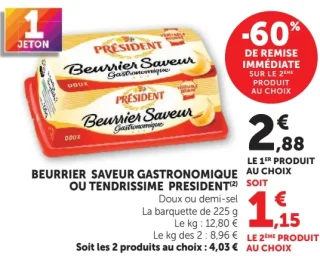 Beurrier Saveur Gastronomique ou Tendrissime Président