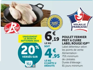 Poulet fermier prêt à cuire Label Rouge IGP