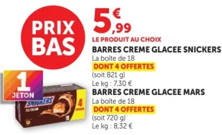 Barres crème glacée Snickers / Mars