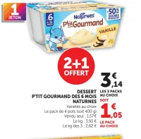 Dessert P'tit Gourmand Des 6 Mois Naturnes Vanille