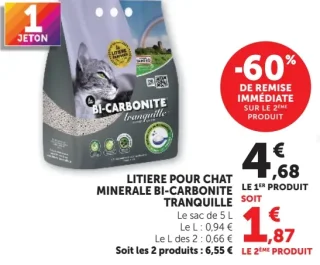 Litière pour chat minerale Bi-Carbonite Tranquille