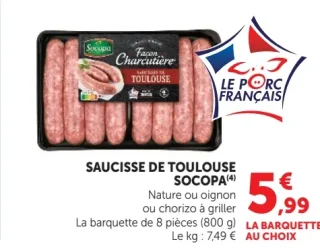 SAUCISSE DE TOULOUSE SOCOPA