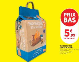 Sac de 8 bûches de bois densifié