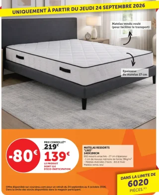 MATELAS RESSORTS "LIKO" 140X190CM