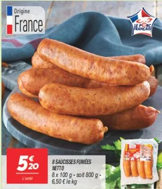 8 saucisses fumées NETTO