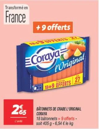 Bâtonnets de crabe l'original 