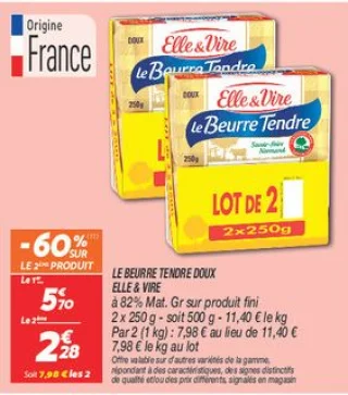 Le beurre tendre doux 