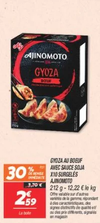 Gyoza au boeuf avec sauce soja x10 surgelés