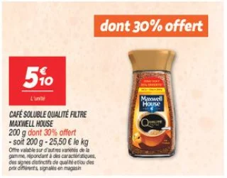 Café soluble qualité filtre 
