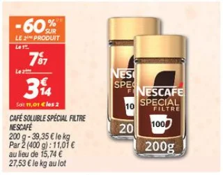Café soluble spécial filtre 