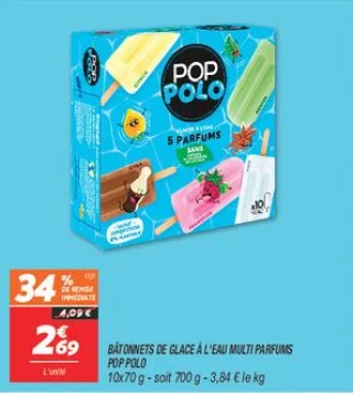 Bâtonnets de  glace à l'eau multi parfums 