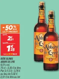 Bière Blonde Abbaye de Lyre 6.5% vol.