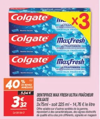 Dentifrice max fresh ultra fraîcheur