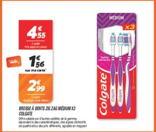 Brosse à dents zig zag médium x3