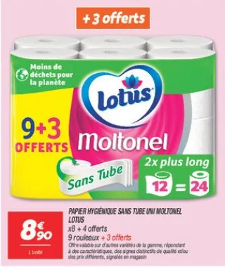 Papier hygiènique sans tube uni moltonel