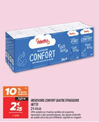 Mouchoirs confort quatre épaisseurs 