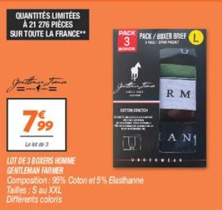 Lot de 3 boxers homme 