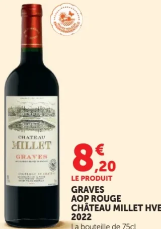 Graves AOP Rouge Château Millet HVE 2022