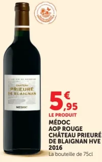 Médoc AOP Rouge Château Prieuré de Blaignan HVE 2016