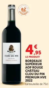 Bordeaux Supérieur AOP Rouge Château Clou du Pin Premium HVE 2022