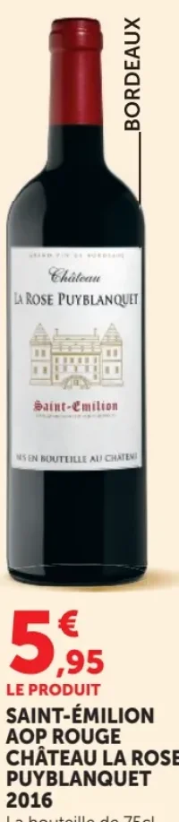 Saint-Émilion AOP Rouge Château La Rose Puyblanquet 2016