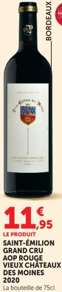 Saint-Émilion Grand Cru AOP Rouge Vieux Châteaux Des Moines 2020